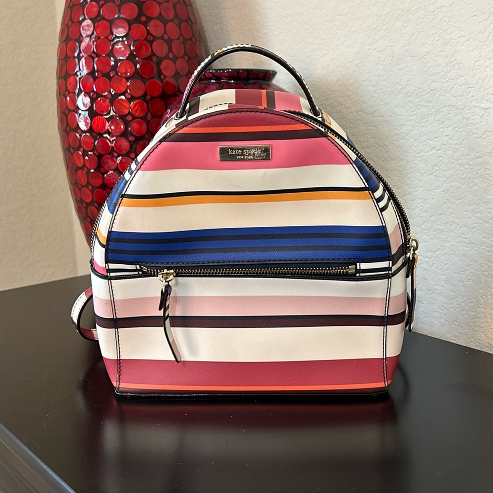 kate spade Striped Mini Backpack in Pink, White, Blue, Orange